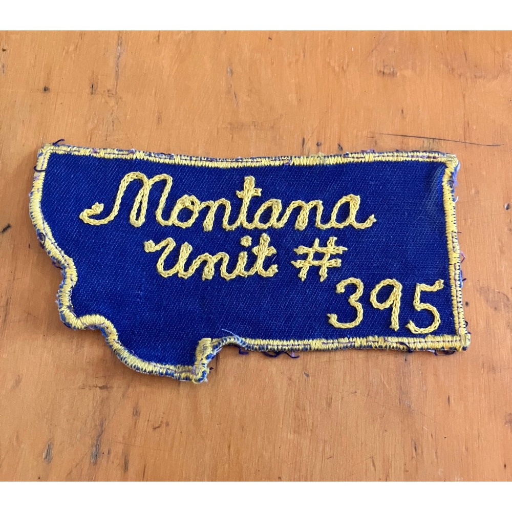 Montana Unit 395 Patch Blue Yellow State Shape Souvenir